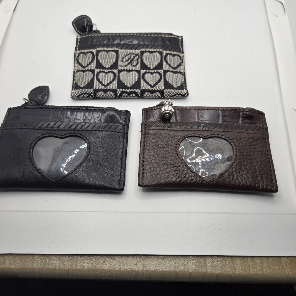 Brighton Bundle of 3 Small Wallets or Coin Purses Hearts Zippered Pouch